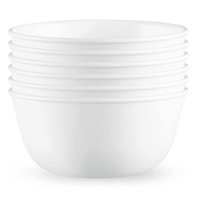 Corelle 28-oz Soup/Cereal Bowls Set of 6, Chip & Crack Resistant Dinnerware Bowls for Soup, Ramen, Cereal and More, Triple Layer Glass, Winter Frost White