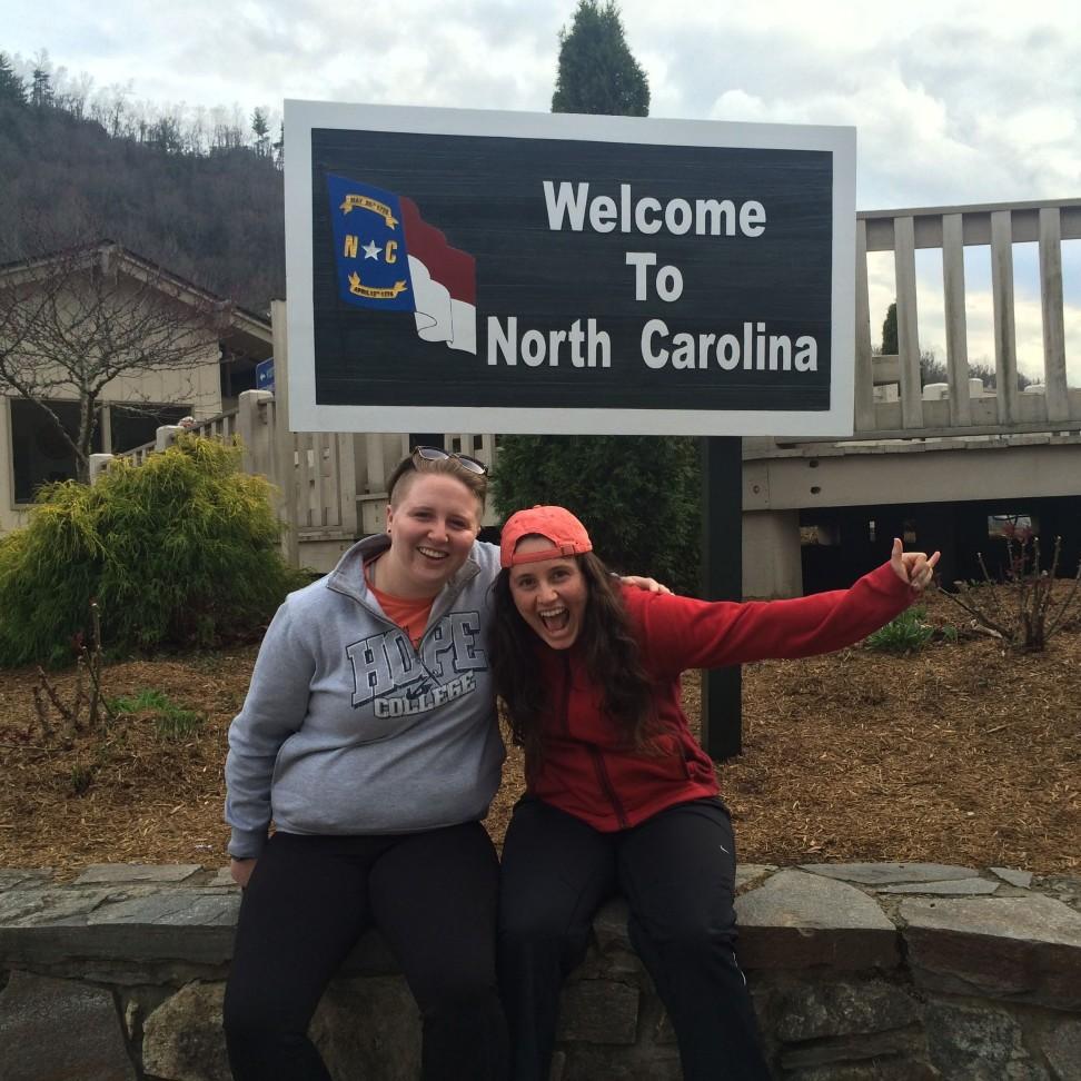 Claire and Maria on a road trip to North Carolina in 2016