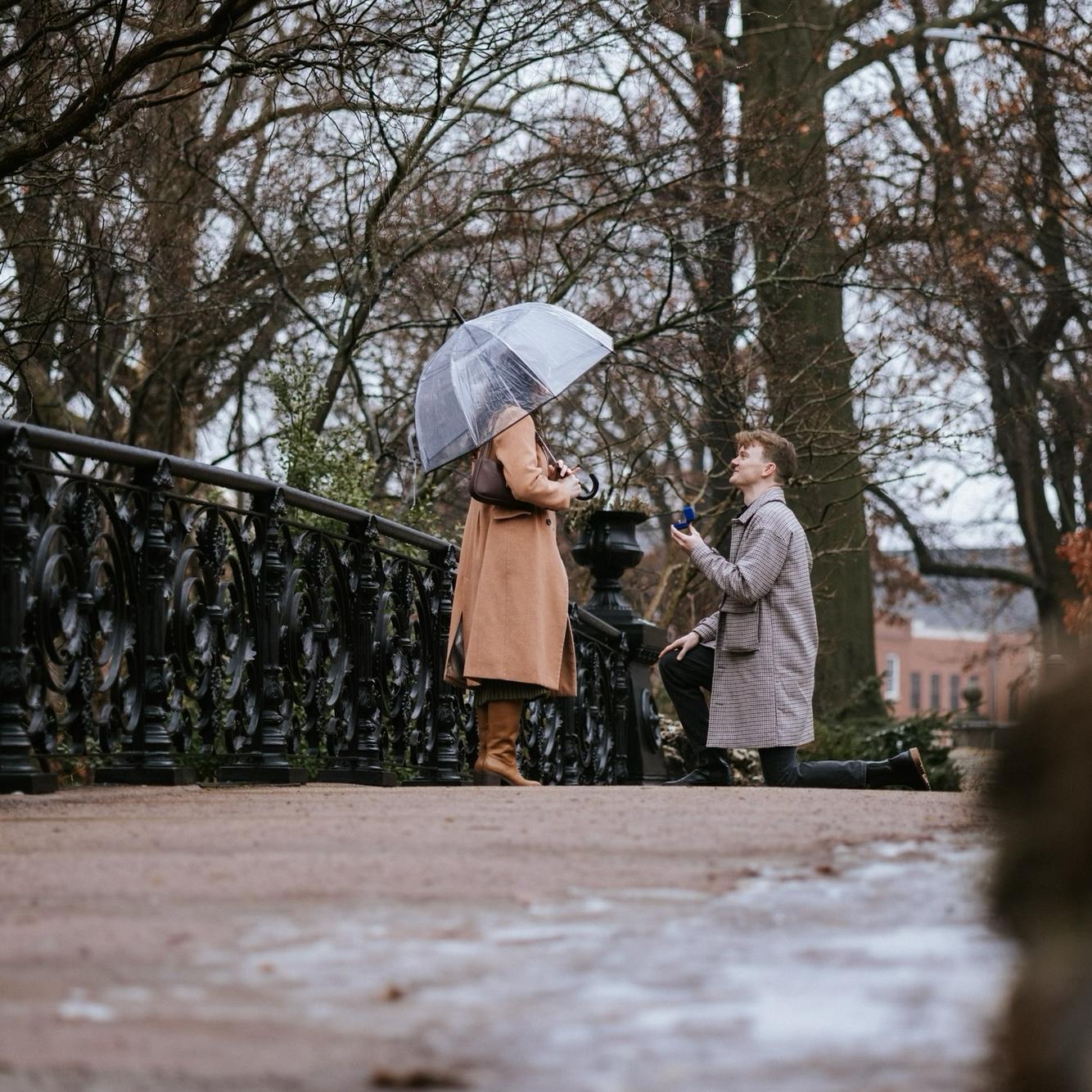 when Joel proposed at Lafayette Square
