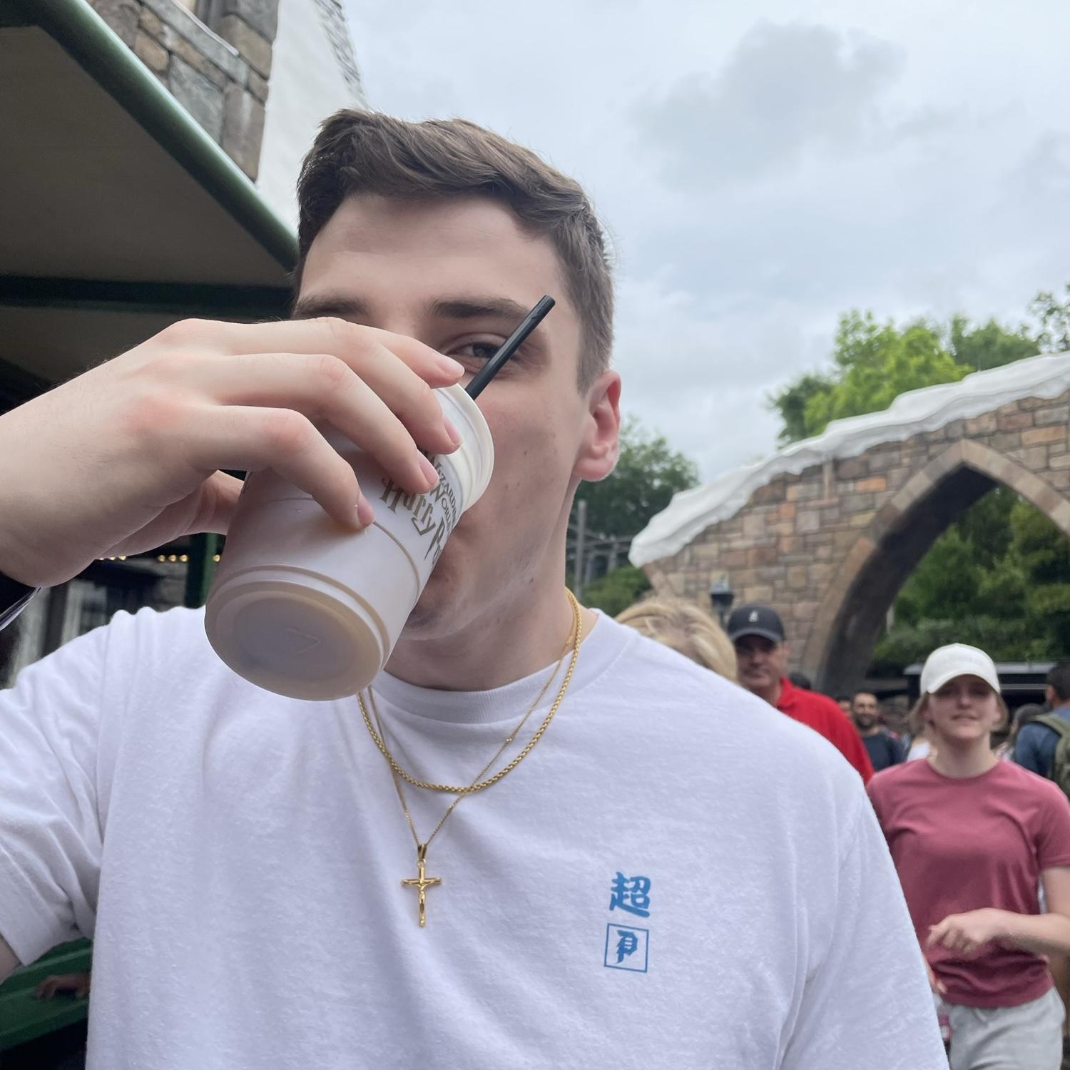 He tried butter beer for the first time