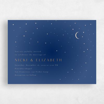 Dusty Cobalt, Blue Wedding Invitation - Cosima Landscape
