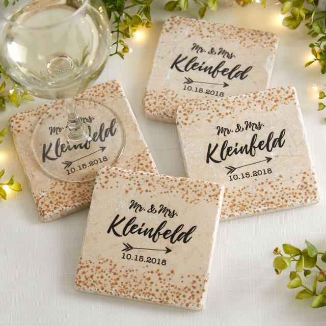 Sparkling Love Tumbled Stone Coasters (Set of 4)