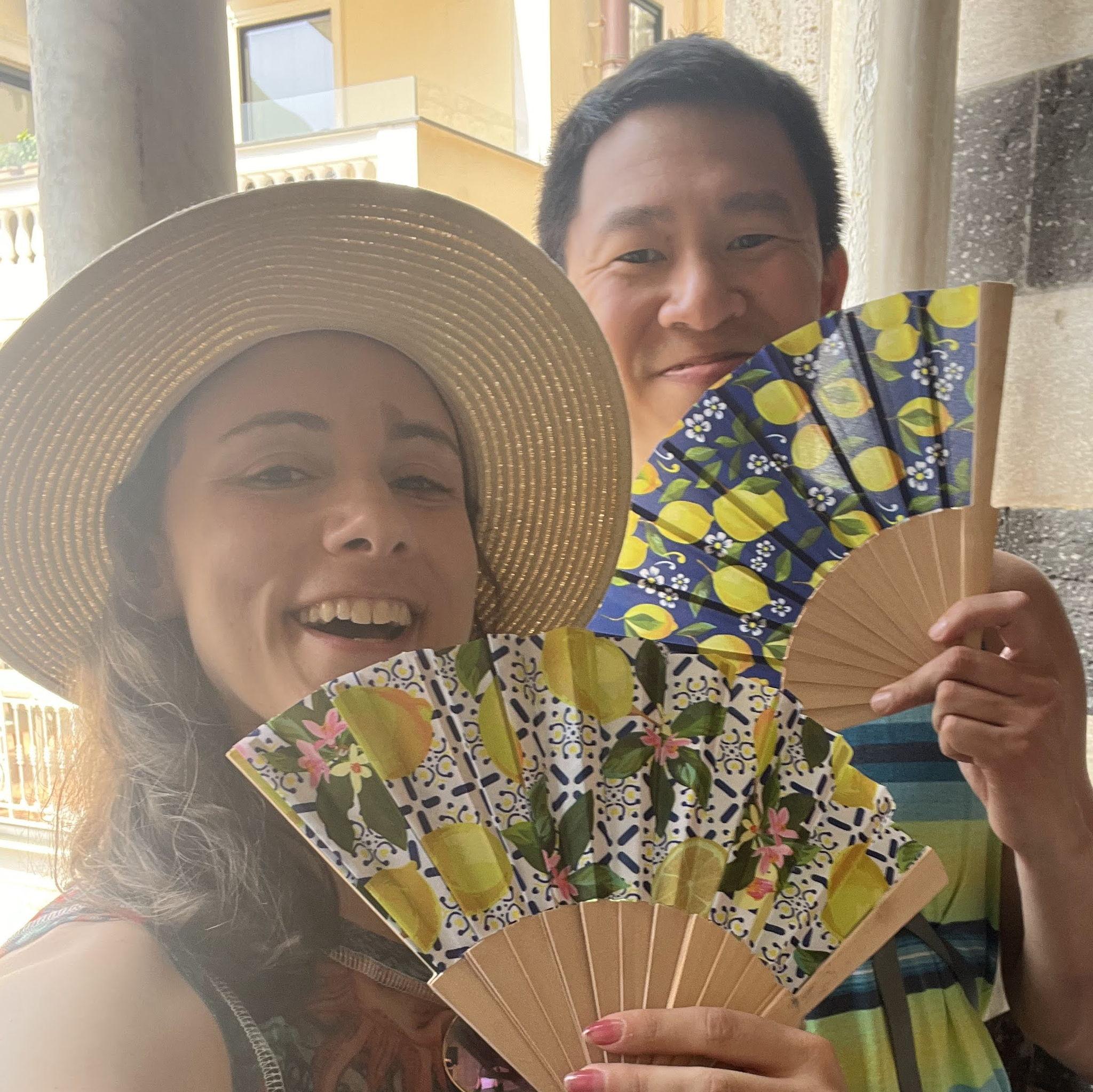 Fans to keep us cool during our trip to Southern Italy in August, 2023