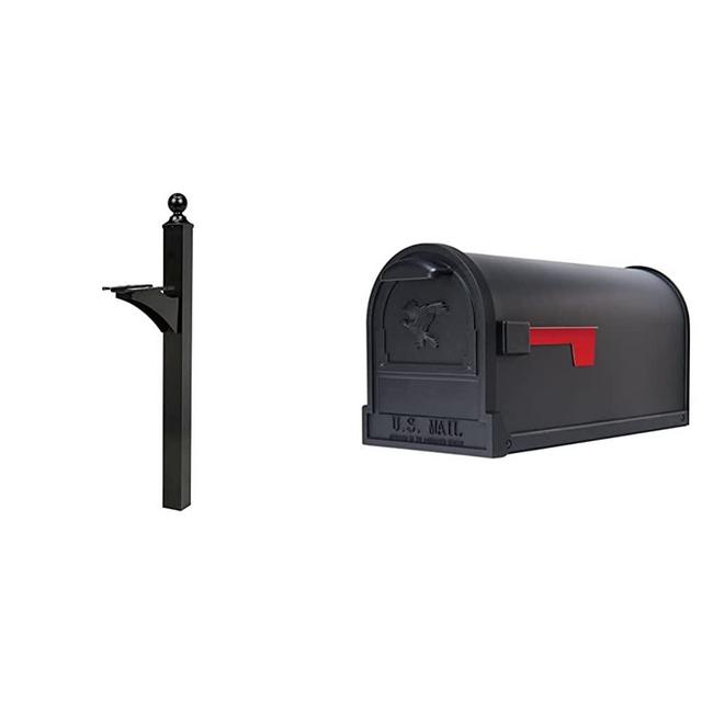 Gibraltar Mailboxes Landover Aluminum Black, Mailbox Post, LP000B00 & Arlington Large Capacity Galvanized Steel Textured Black, Post-Mount Mailbox, AR15B000