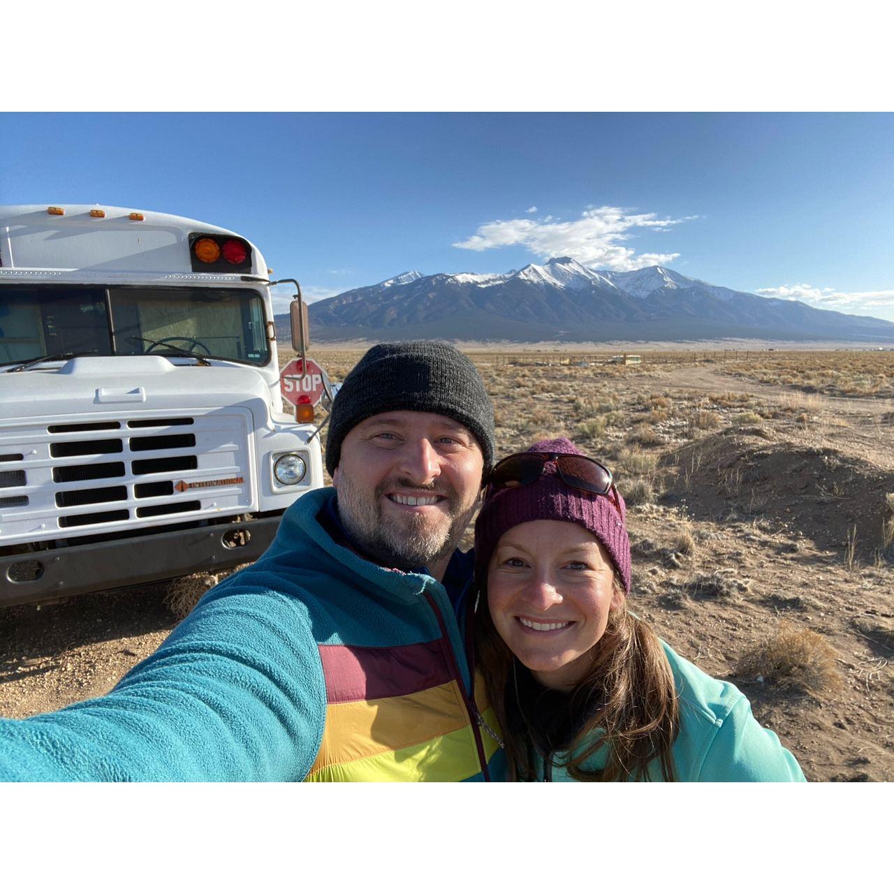 That night we slept in a bus at the foot of the mountains before hiking Great Sand Dunes National Park