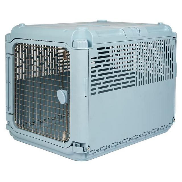 SPORT PET Plastic Kennels Rolling Plastic Wire Door Travel Dog Crate, Collabsible Kennel, 22.1" L x 23.3" W x 30.6" H