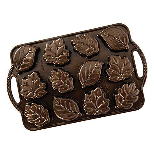 Nordic Ware Leaflettes Cakelet Pan, 2.5 Cup Capacity, Bronze