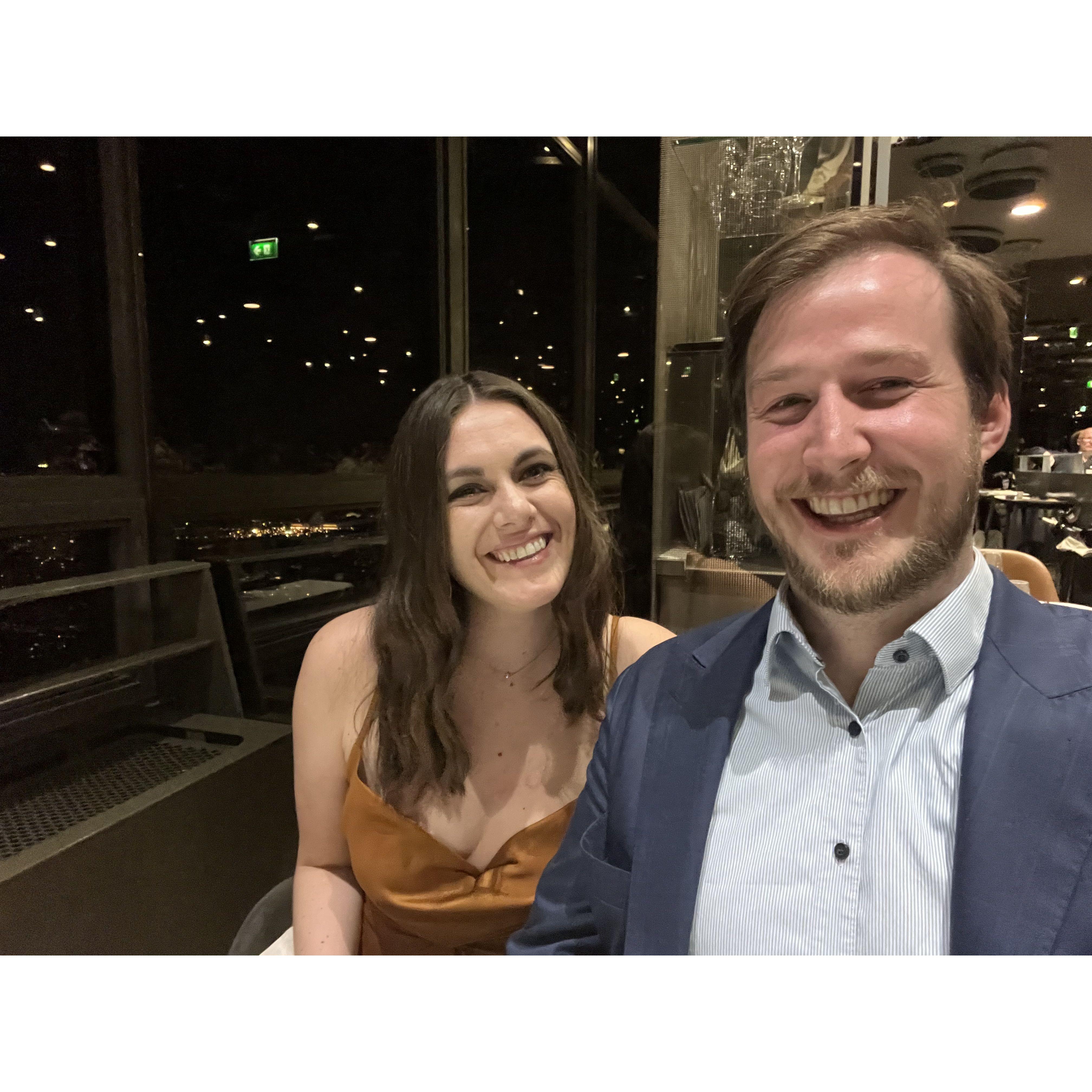 A special night out in Paris, overlooking the Eiffel Tower!