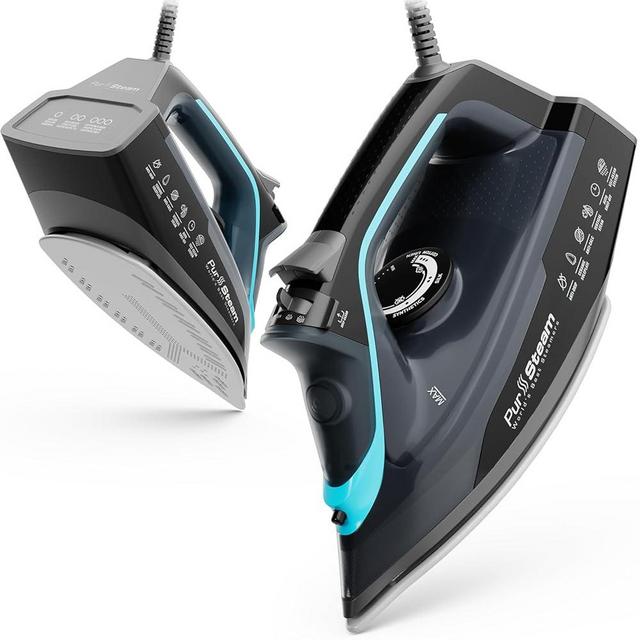 PurSteam SteamBurst+ 1750W Steam Iron, Ceramic Soleplate, Adjustable Steam, Burst of Steam, Self-Clean, Anti-Calc, Anti-Drip, Auto Shut-Off, Powerful & Long-Lasting Steam for All Fabrics