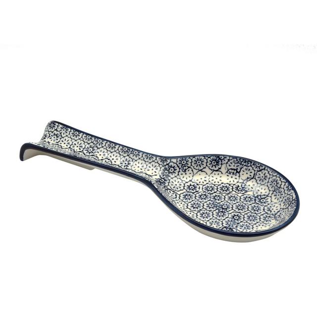 Nicola Spring Patterned Porcelain Cooking Spoon / Utensil Rest - Blue Flower Print Design
