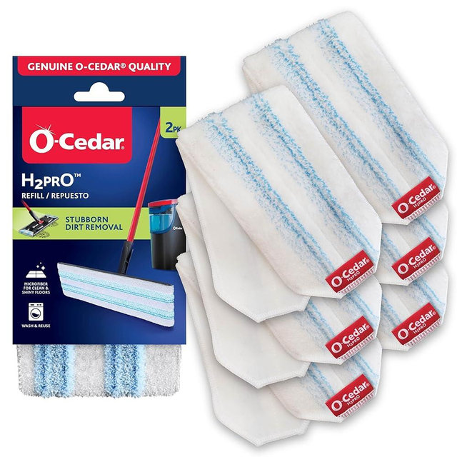 O-Cedar Genuine H2prO Mop Pads (Pack of 6) | Machine Washable | Reusable | Microfiber Mop Head Replacements
