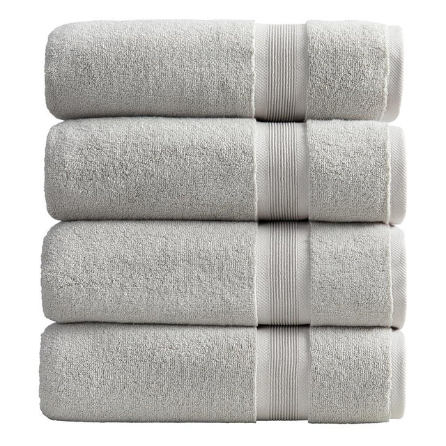 Springtree Home Luxury Bamboo Bath Towel Set of 4 | 35% Bamboo - 65% Cotton | Absorbent Quick-Dry Bamboo Towels for Bathroom |Oeko-TEX® Standard 100 Cotton | Raya Collection - Grey