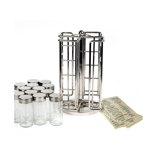 RSVP International 101 Piece 5.75" x 10.5" Revolving Spice Rack Jar Set