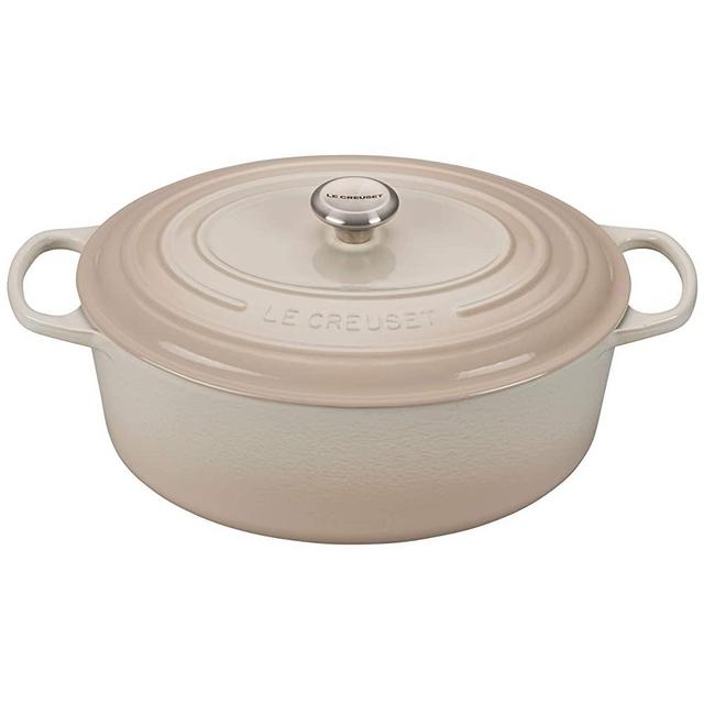 Le Creuset LS2502-35716SS Signature Oval Dutch Oven, 9.5 QT, Meringue