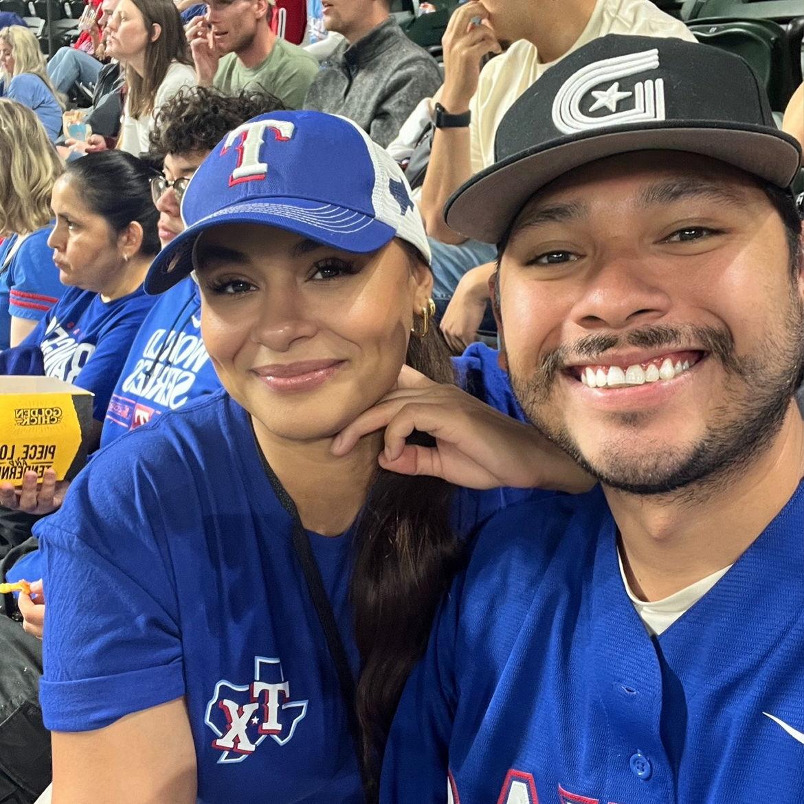 Just us at a Rangers game—cheering loud and making memories.