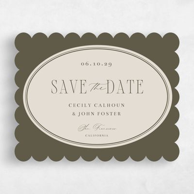 Green Scalloped Wedding Save the Date - Anara Landscape