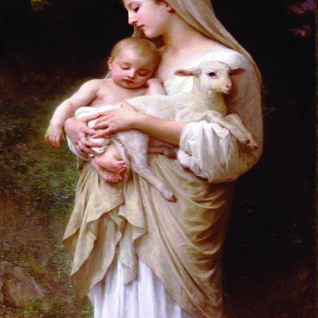 MARY, JESUS, W/ LAMB - Catholic picture - print