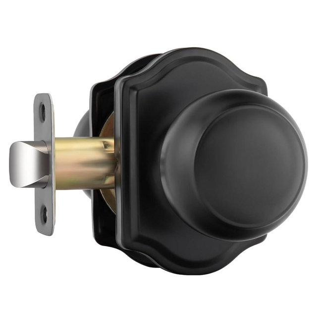 Goldenwarm Matte Black Passage Door Knobs, Closet Door Knobs Interior for Closet & Hallway, Black Closet Door Knob with Arched Plate 1 Pack