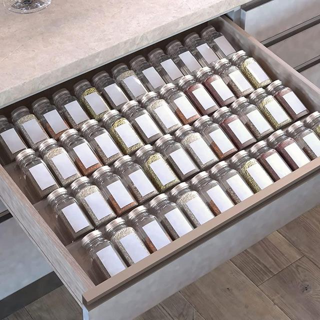 Spice Drawer Organizer, 4Tier Clear Acrylic Expandable From 13" to 26" Seasoning Jars Drawer Insert, Kitchen Drawer Spice Rack Tray for Cabinet/Countertop