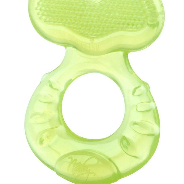 Nuby Silicone Teethe-eez Teether with Bristles, Includes Hygienic Case, Green