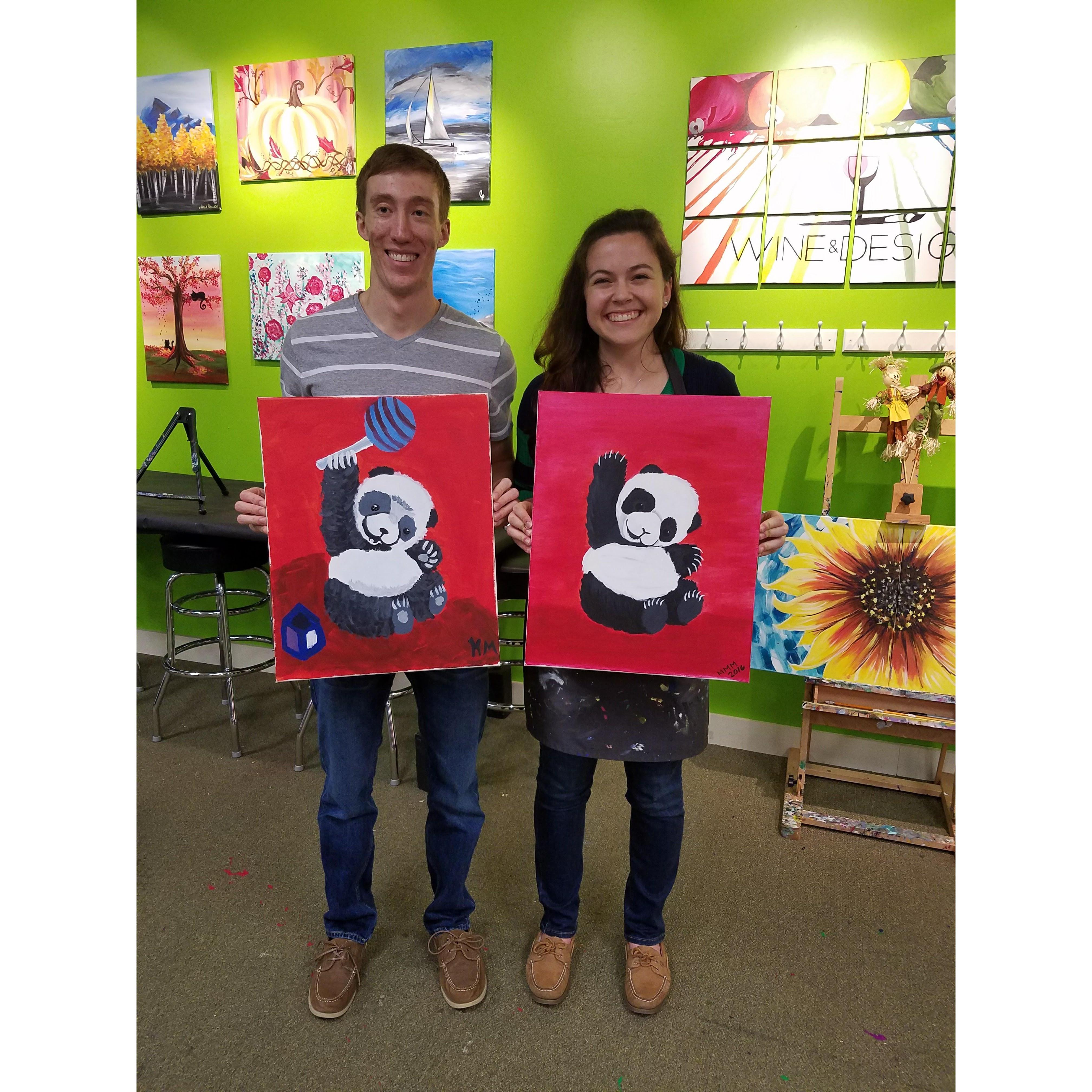 Kyle and Morgan starting to get into painting