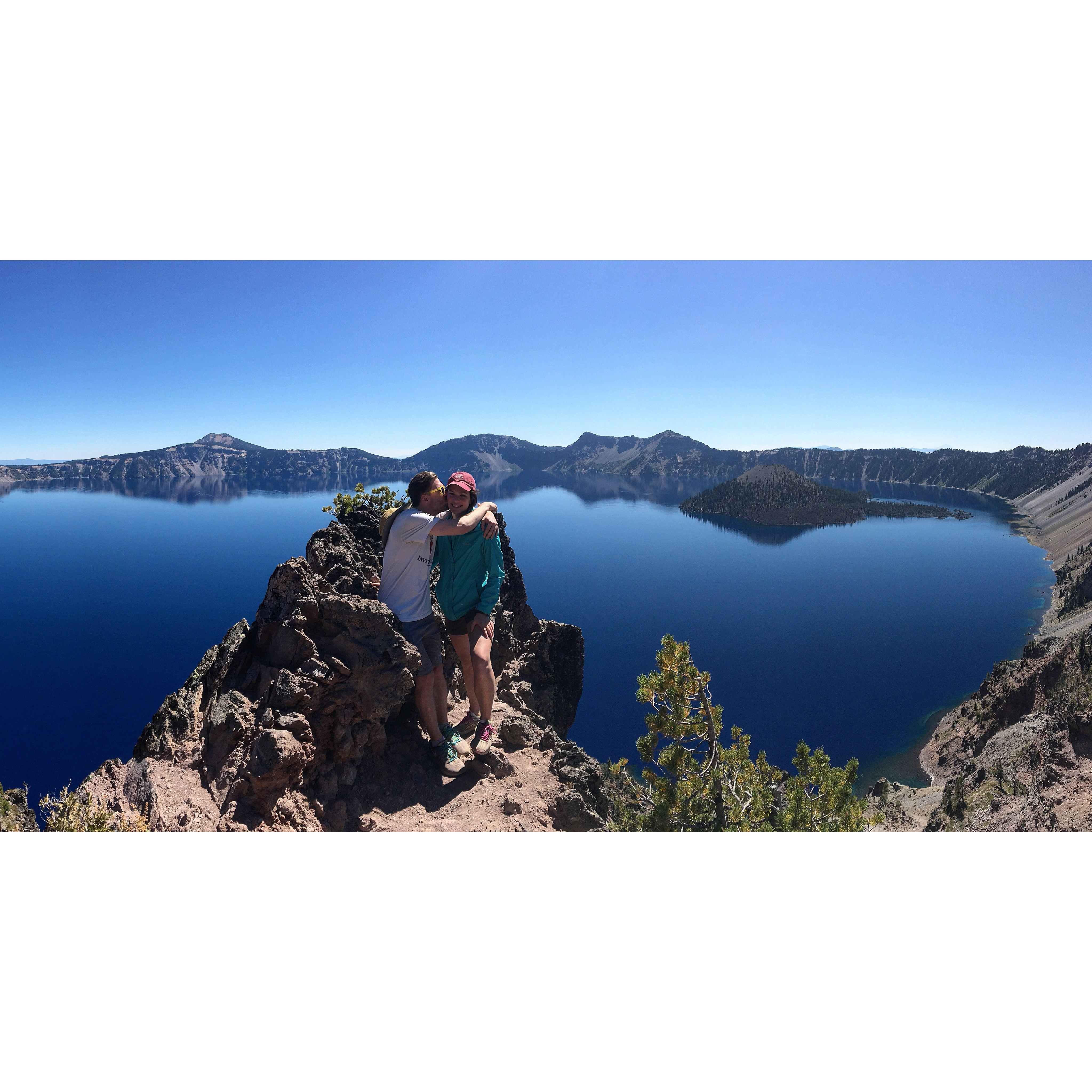 Panoramic view of love at Crater Lake