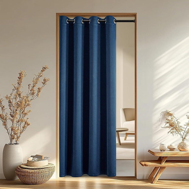 IGEMAEVE Blackout Doorway Curtains 84 Inch Length, Closet Curtain for Open Closet, Navy Blue Grommet Energy Saving Thermal Insulated for French Door Curtain(W40 x L84,1 Panel)