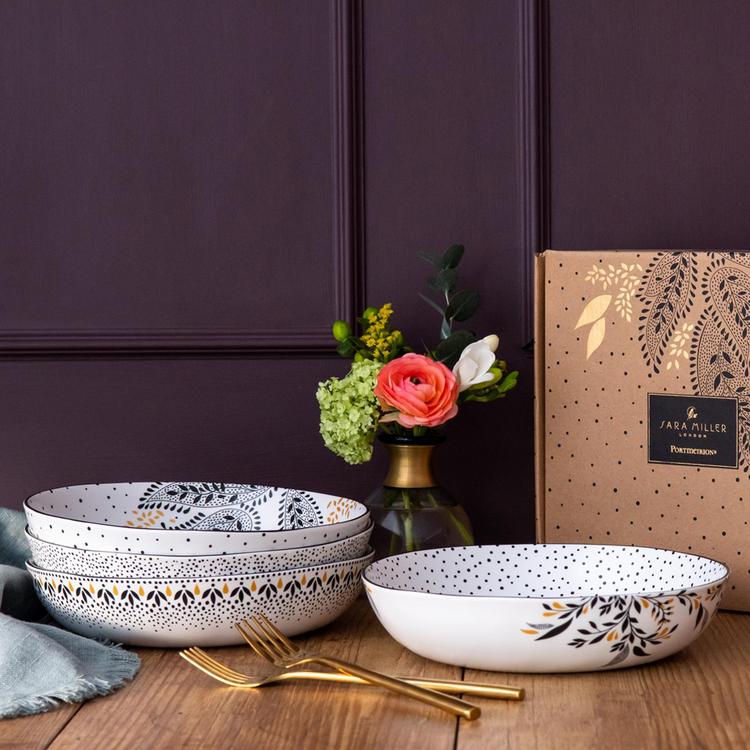 Portmeirion, Sara Miller Artisanne Noir Assorted Pasta Bowl, Set
