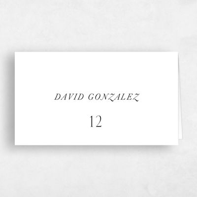 White Wedding Place Card - Glen