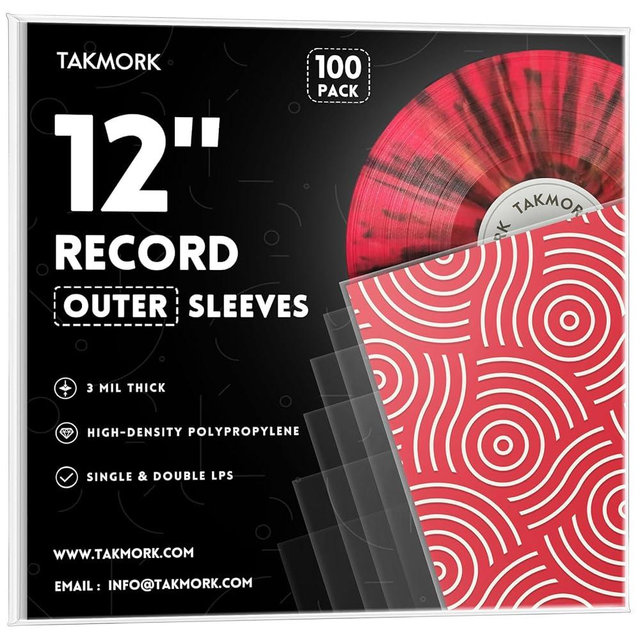 Vinyl Album Covers: 12" LP Protective Sleeves | Crystal Clear & Durable 3 Mil Thick Record Outer Sleeves, 100 Pcs