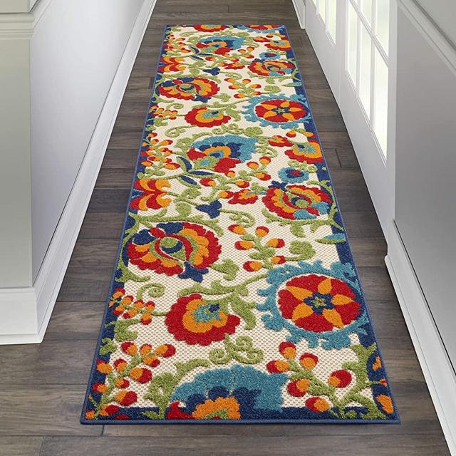 Nourison Aloha Indoor/Outdoor Floral Multicolor Area Rug Runner (2'3"x8'), 2'3"X 8',