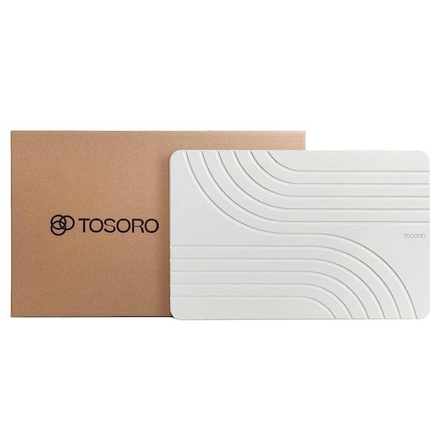 TOSORO - Stone Bath Mat, Diatomaceous Earth Non-Slip Stone Shower Mat - Quick Drying Absorbent Bath Stone Mat - Elegant & Modern Design, Easy to Clean (23.5 x 15 Sandstone)