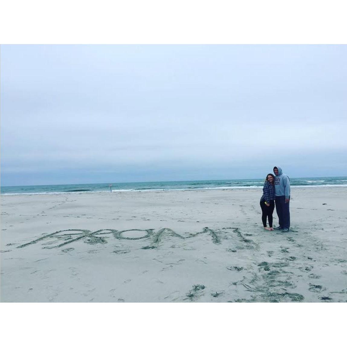 April 8, 2018 - Andrew asking Catherine to go to prom on the 67th street beach in Sea Isle