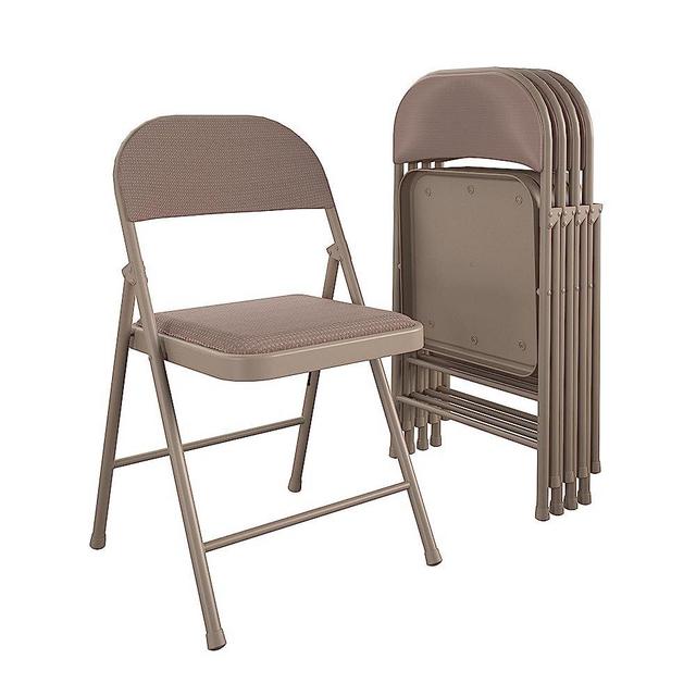 COSCO SmartFold Fabric Folding Chair, 4-Pack, Antique Linen