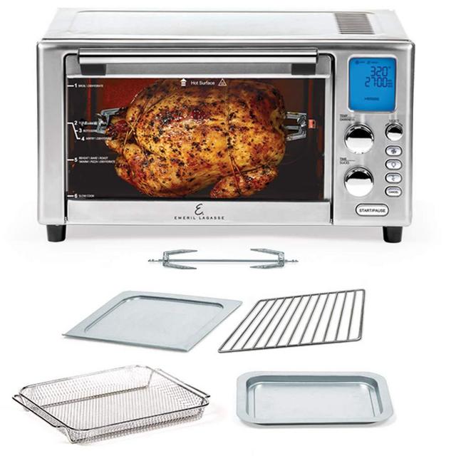 Emeril Lagasse Power AirFryer 360 Better Than Convection Ovens Hot Air Fryer Oven, Toaster Oven, Bake, Broil, Slow Cook and More Food Dehydrator, Rotisserie Spit, Pizza Function Cookbook