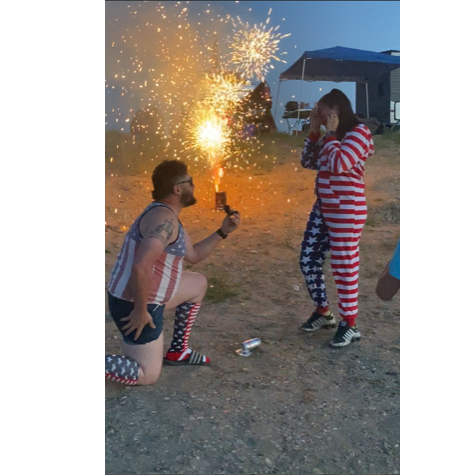 The proposal in daisy dukes.