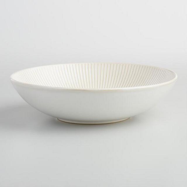 White Textured Stoneware Serving Bowl