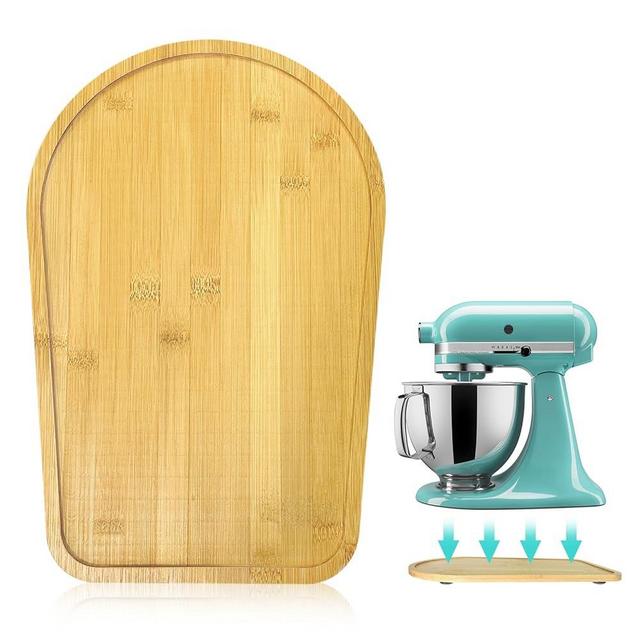 Hiyettoia Bamboo Slider Mat Compatible with Kitchen aid Stand Mixer - Mixer Sliding Tray, Slide Board for Kitchen aid 4.5-5 Qt Tilt Head Mixer, Kitchen Countertop Storage Mover