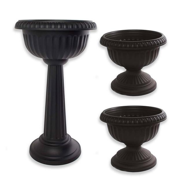 3pc Grecian Urn Planter Black - Bloem