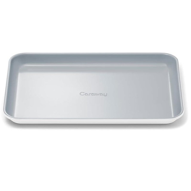Caraway Nonstick Ceramic Small Baking Sheet (9x13”) – Non-Toxic, PTFE & PFOA Free – Oven Safe – Aluminized Steel Core – Mini Sheet Pan for Baking, Roasting & More - White