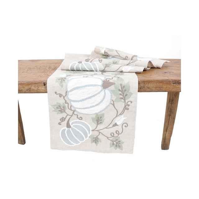 Manor Luxe Harvest Pumpkins and Vines Crewel Embroidered Fall Table Runner