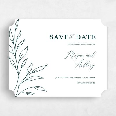 Green Ticket Wedding Save the Date - Delana Landscape