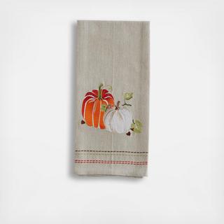Pumpkin Embroidered Dishtowel, Set of 2