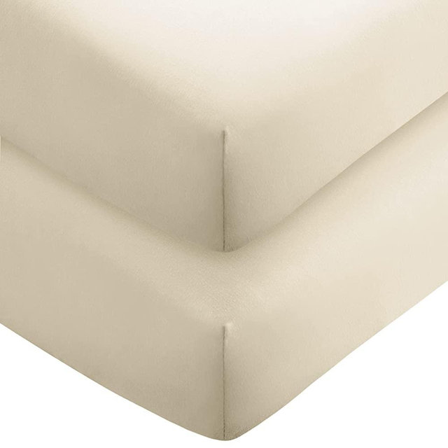 Bare Home 2-Pack Fitted Bottom Sheets Queen - Premium 1800 Ultra-Soft Microfiber - Deep Pocket (Queen, Sand)