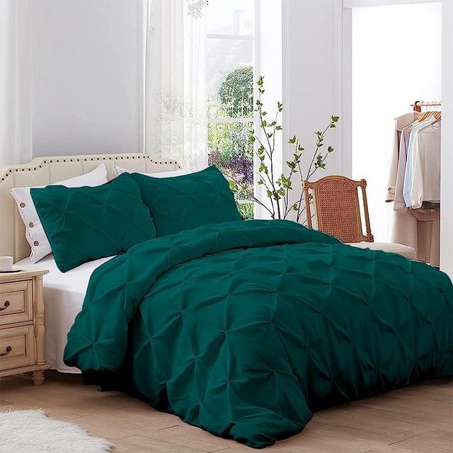 Kotton Culture Oversized King Pinch Duvet Cover 3 Piece 100% Egyptian Cotton Breathable All Season 600 Thread Count with Zipper & Corner Ties Soft (Oversized King, Teal)