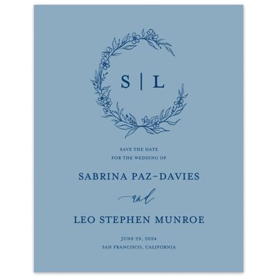 Dusty Blue Wedding Digital Save the Date - Goundry Wreath