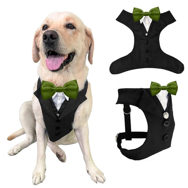 AVERYDAY Dog Tuxedo for Wedding Outfit, Dog Suit and Tie Costumes for Birthday, Halloween, Cosplay, Christmas Party, Pet Formal Wear with Bowtie, Tux for Medium Large Dogs, Bulldog, Labrador, Husky