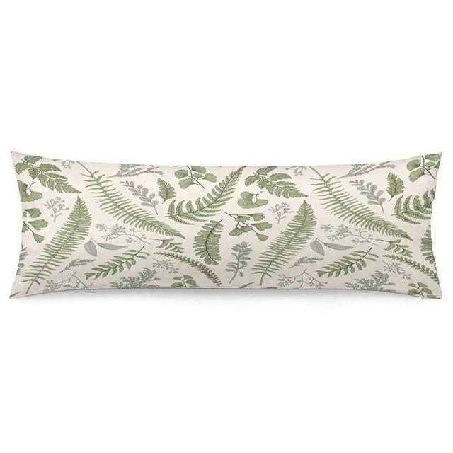 TOKILIAR Sage Green Body Pillow Cover Leaves Tropical Plant Leaf Botanical Vintage Floral Cushion Long Pillowcase with Zipper Luxury Covers Decorative Large Bedding Cases for Couch, 20''x54''