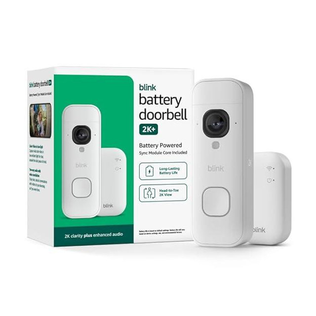 Blink Battery Doorbell 2K+ (newest model) — Wireless video doorbell, 2K video resolution, enhanced audio. Sync Module Core included – System (White)