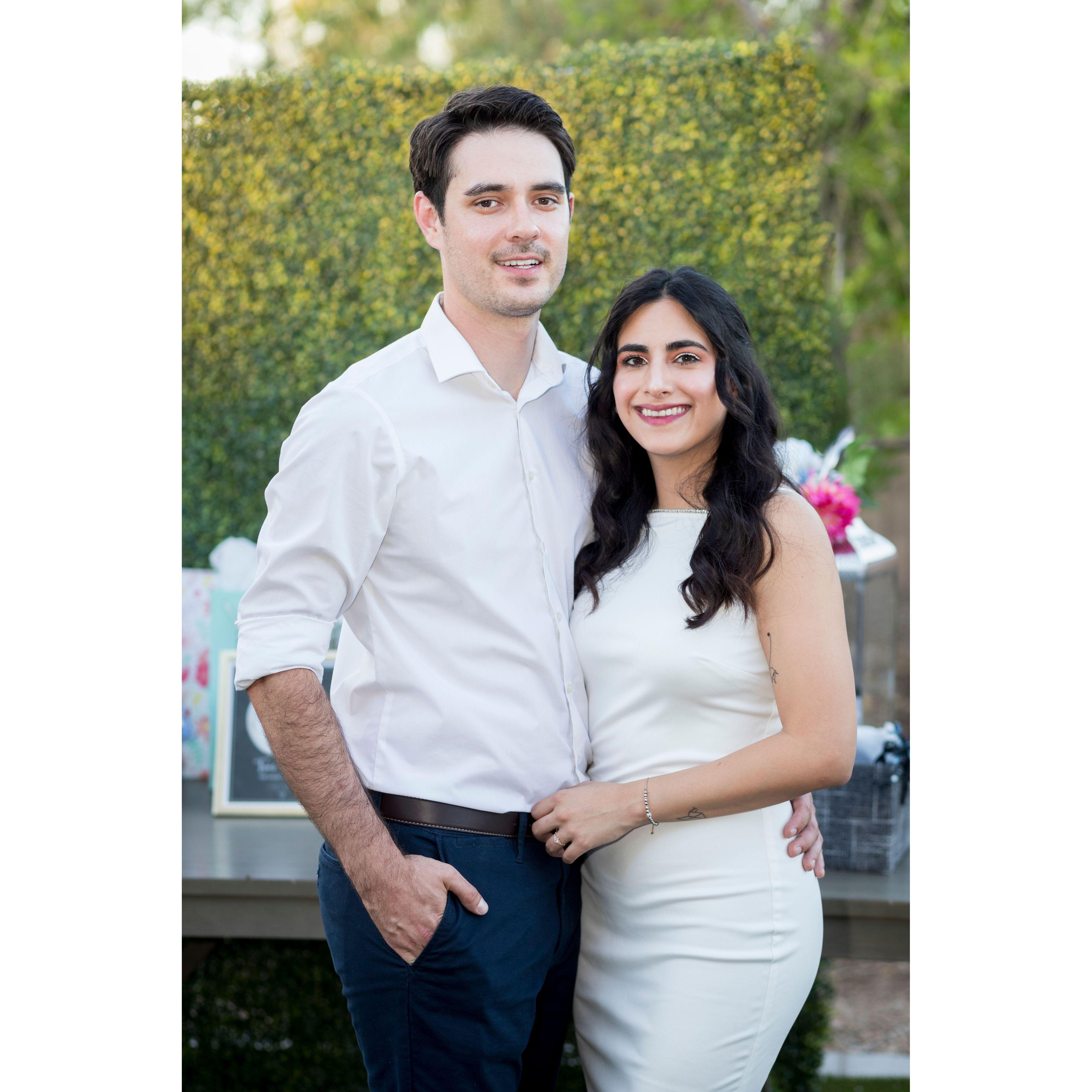 Our engagement party surrounded by our family and friends